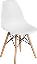 Load image into Gallery viewer, Flash Furniture Elon Series White Plastic Chair with Wooden Legs