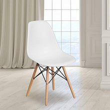Load image into Gallery viewer, Flash Furniture Elon Series White Plastic Chair with Wooden Legs