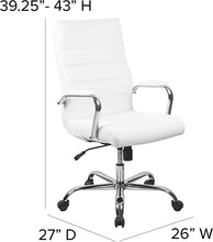 Load image into Gallery viewer, Flash Furniture Whitney High Back Desk Chair - White LeatherSoft Executive Swivel Office Chair with Chrome Frame - Swivel Arm Chair